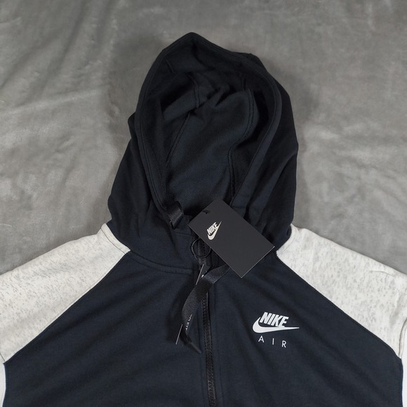 Nike Sportswear Air Hoodie Womens Small Black White Full Zip Sweatshirt New - Picture 5 of 12